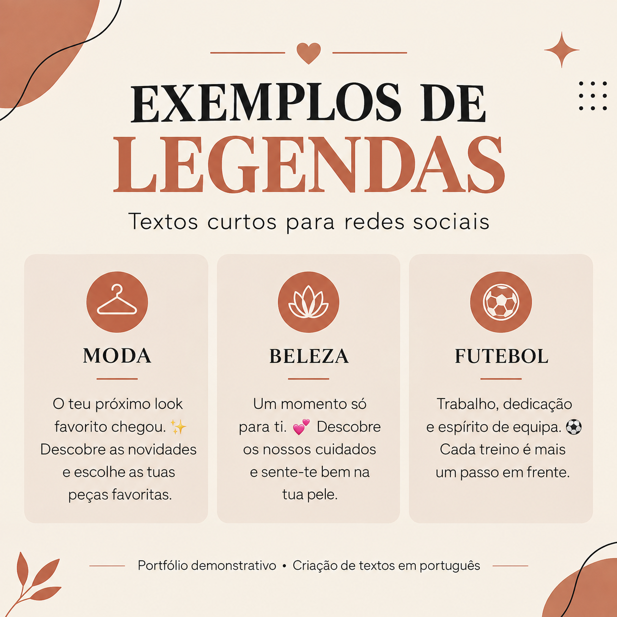Exemplos de legendas para redes sociais